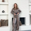 Leopar Desenli İki Takım Kahverengi