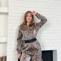 Leopar Desenli İki Takım Kahverengi