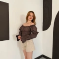 Madonna Yaka Poplin Kumaş Bluz Kahve
