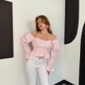 Madonna Yaka Poplin Kumaş Bluz Pembe