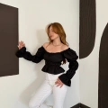Madonna Yaka Poplin Kumaş Bluz Siyah