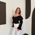 Madonna Yaka Poplin Kumaş Bluz Siyah