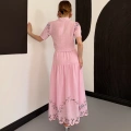Nakış İşlemeli Pamuklu İçi Astarlı Takım Pembe