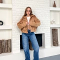 Nubuk Fermuarlı Ceket Camel