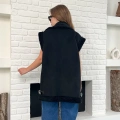 Nubuk Kürk Detaylı Yelek Siyah