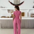 Omuz Detaylı Bürümcük Takım Pembe