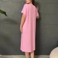 Omuz Düğme Detaylı Elbise Pembe