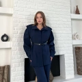 Omuz Vatkalı Kemerli İki Takım Lacivert