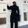 Omuz Vatkalı Kemerli İki Takım Siyah