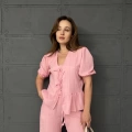 Önü Bağlamalı Karpuz Kol Takım Pembe