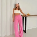 Pamuklu keten Palazzo Pantolon Pembe