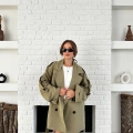 Parça Detalı Oversize Trençkot Haki