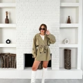 Parça Detalı Oversize Trençkot Haki