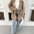 Parça Detalı Oversize Trençkot Krem