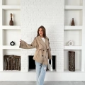 Parça Detalı Oversize Trençkot Krem