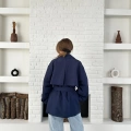 Parça Detalı Oversize Trençkot Lacivert
