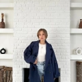 Parça Detalı Oversize Trençkot Lacivert