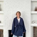 Parça Detalı Oversize Trençkot Lacivert