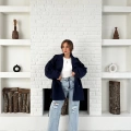 Parça Detalı Oversize Trençkot Lacivert