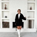 Parça Detalı Oversize Trençkot Siyah