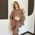 Pelerin Bluz Pantolon Plaj Takım Kahve