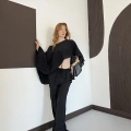 Pelerin Bluz Pantolon Plaj Takım Siyah