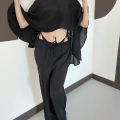 Pelerin Bluz Pantolon Plaj Takım Siyah