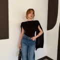 Pelerin Detaylı Body Suit Siyah