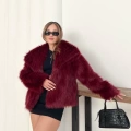 Peluş Çıtçıtlı Kısa Kürk Bordo