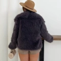 Peluş Çıtçıtlı Kısa Kürk Mor