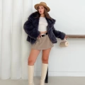 Peluş Çıtçıtlı Kısa Kürk Mor
