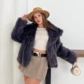 Peluş Çıtçıtlı Kısa Kürk Mor