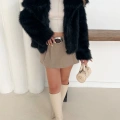 Peluş Çıtçıtlı Kısa Kürk Siyah