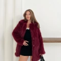 Peluş Çıtçıtlı Kürk Bordo