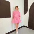 Pileli Şort Etek- Tişört Modal Takım Pembe