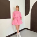 Pileli Şort Etek- Tişört Modal Takım Pembe