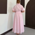 Poplin Kumaş Kemer Detaylı Gömlek Elbise Pembe