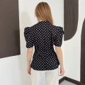 Puantiyeli Balon Kol Blazer Ceket Siyah