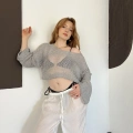 Pullu Beach Salaş Crop Gri