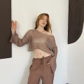 Pullu Beach Salaş Crop Kahve