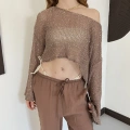 Pullu Beach Salaş Crop Kahve