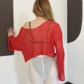 Pullu Beach Salaş Crop Kırmızı