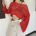 Pullu Beach Salaş Crop Kırmızı