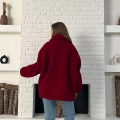Şerit Detaylı Snuggy Peluş Ceket Bordo