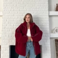 Şerit Detaylı Snuggy Peluş Ceket Bordo