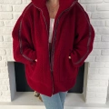 Şerit Detaylı Snuggy Peluş Ceket Bordo