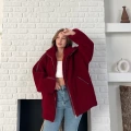 Şerit Detaylı Snuggy Peluş Ceket Bordo