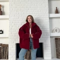 Şerit Detaylı Snuggy Peluş Ceket Bordo