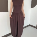 Sıfır Kol Basic Şalvar Tulum Kahve
