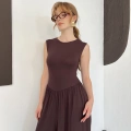 Sıfır Kol Basic Şalvar Tulum Kahve